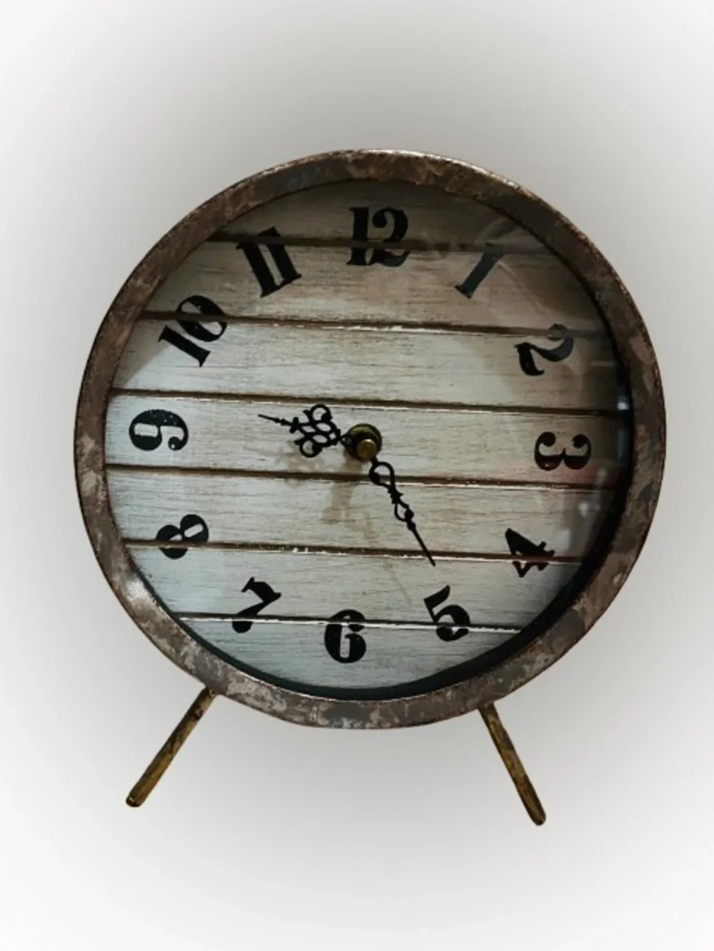 Rustic White and Brown Table Clock - Decorative Home Wall Decor